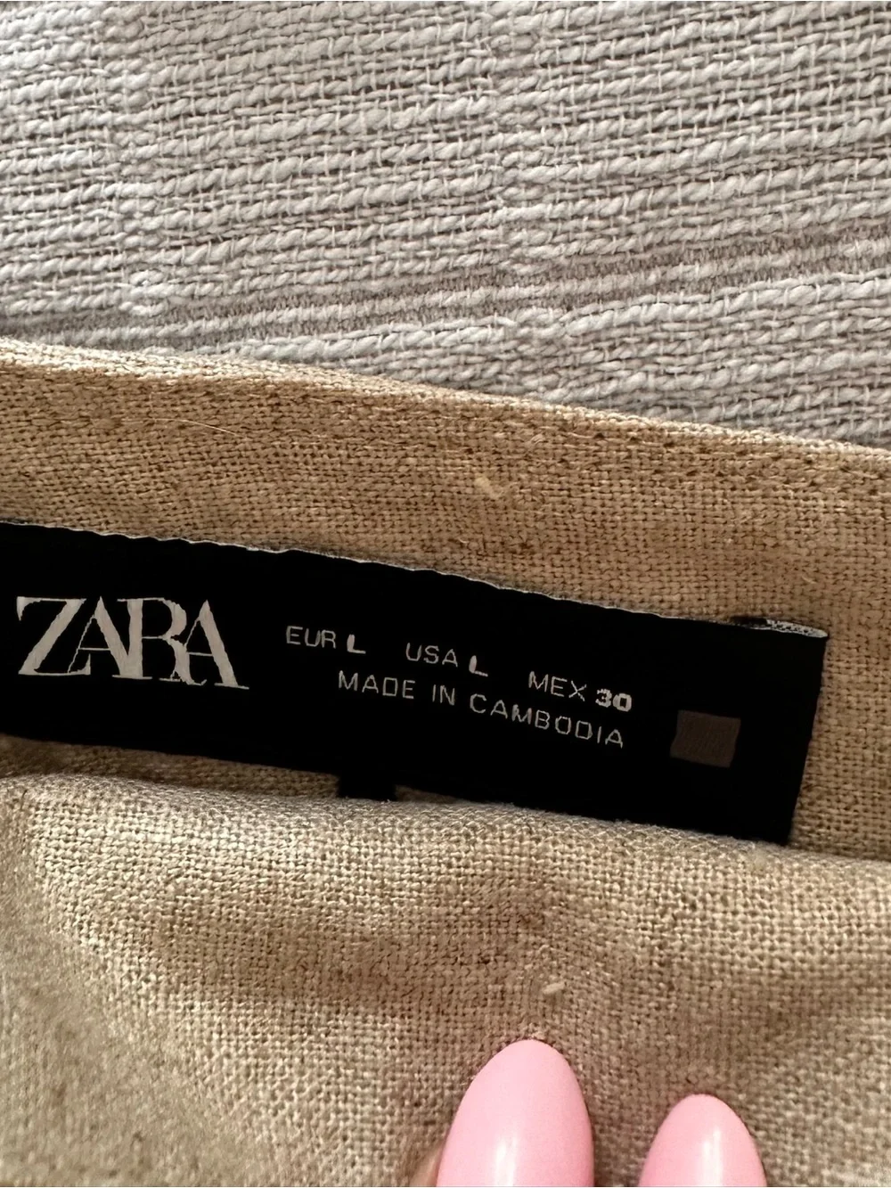 Zara Beige Wrap-Front Wide linen Leg Pants